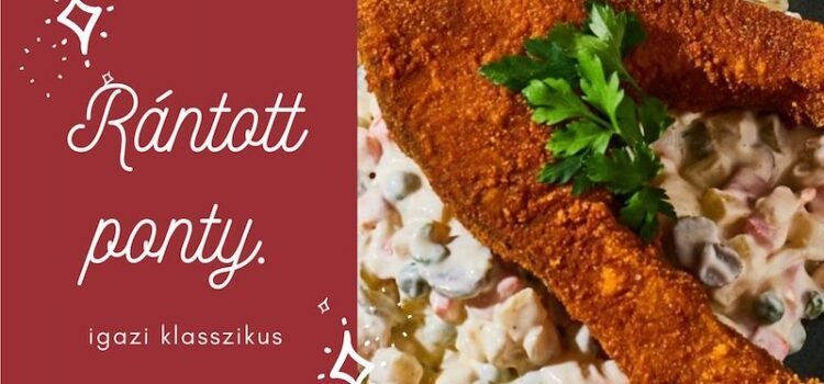 Rántott pontyszelet “patkó” franciasaláta ágyon